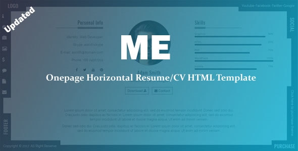 ME - Onepage Horizontal Resume/CV Template ME - Onepage Horizontal Resume/CV Template