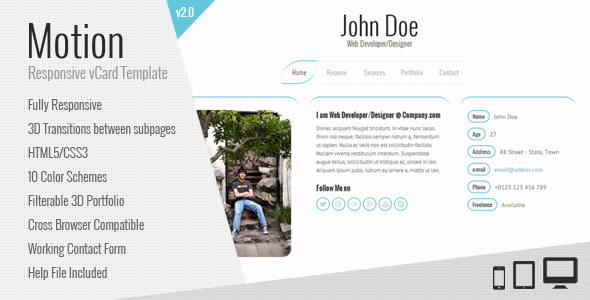 Motion | vCard HTML Template Motion | vCard HTML Template