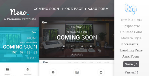 Neno - Premium Coming Soon Template Neno - Premium Coming Soon Template