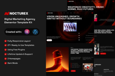 Nocturex - Digital Marketing Agency Elementor Template Kit