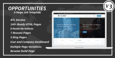 Opportunities A Mega Job Board Template + RTL
