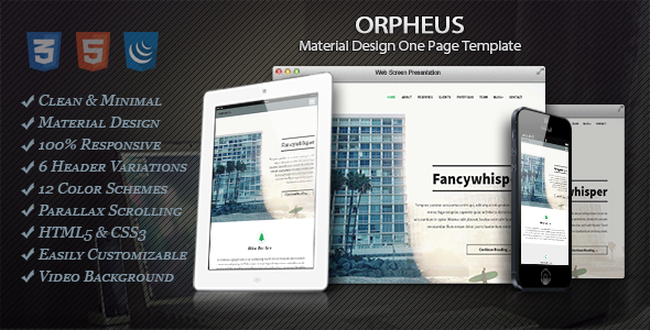 Orpheus - Material Design One Page Template Orpheus - Material Design One Page Template