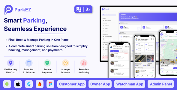 ParkEz | Flutter Smart Parking Booking and Management App With Admin Panel ParkEz | Flutter Smart Parking Booking and Management App With Admin Panel