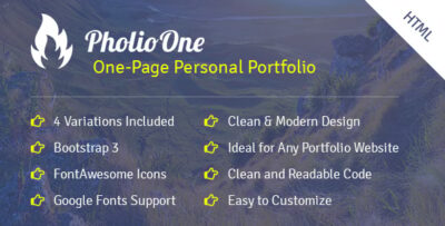 Pholio One - One Page Personal Portfolio HTML Template