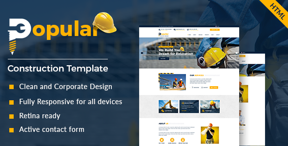 Popular - Construction and Builder HTML Template Popular - Construction and Builder HTML Template