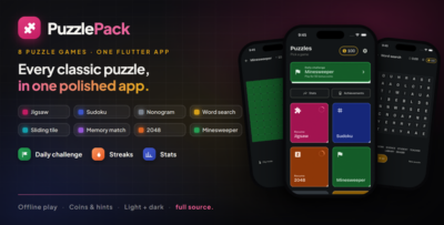 PuzzlePack | 8-in-1 Flutter Puzzle Game Bundle