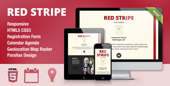 Red Stripe Responsive Parallax Event Site Template Red Stripe Responsive Parallax Event Site Template