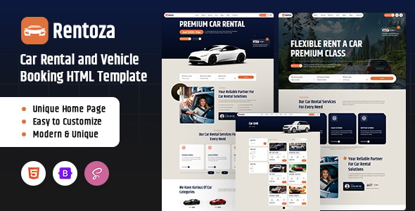 Rentoza - Car Rental and Vehicle Booking HTML Template Rentoza - Car Rental and Vehicle Booking HTML Template