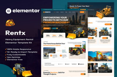 Rentx - Heavy Equipment Rental Elementor Template Kit