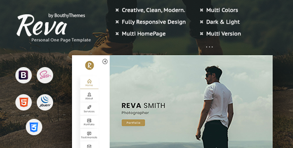 Reva - Personal One Page Template Reva - Personal One Page Template