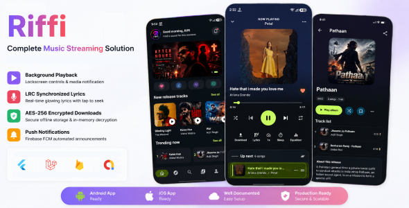 Riffi | Music Streaming Solution With Laravel, Flutter Mobile App and Admin Panel Riffi | Music Streaming Solution With Laravel, Flutter Mobile App and Admin Panel