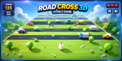 Road Cross 3D | HTML5 Endless Arcade Runner Game