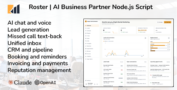Roster | AI-Powered Business Assistant Node.js Script Roster | AI-Powered Business Assistant Node.js Script