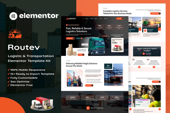 Routev - Logistics & Transportation Elementor Template Kit Routev - Logistics & Transportation Elementor Template Kit