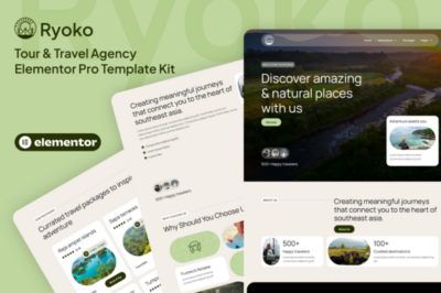 Ryoko - Tour & Travel Agency Elementor Pro Template Kit