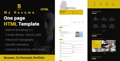 S - Resume, CV, Portfolio One Page HTML Template