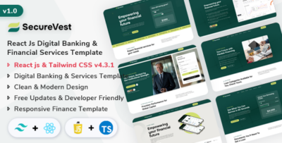 SecureVest - React Digital Banking & Financial Services Template