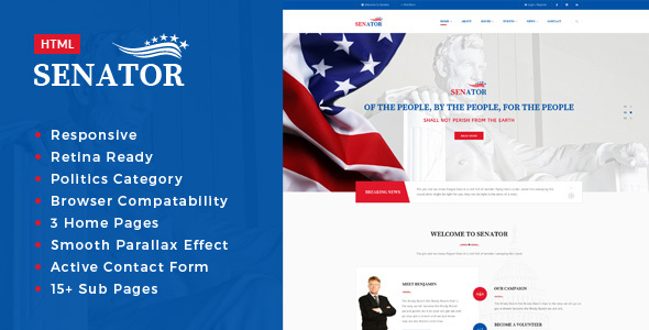 Senator - Election Campaign HTML Template Senator - Election Campaign HTML Template
