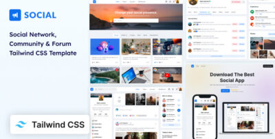 Social - Network & Community Tailwind CSS 4 Template