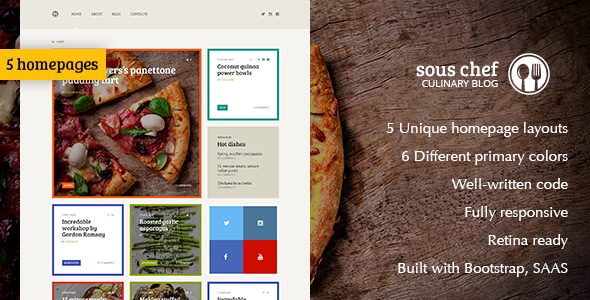 Sous Chef — Recipe, Culinary, Cooking template for blog/website Sous Chef — Recipe, Culinary, Cooking template for blog/website