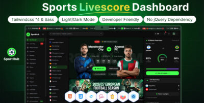 SportHub – Sports Live Score & Analytics Dashboard HTML Template