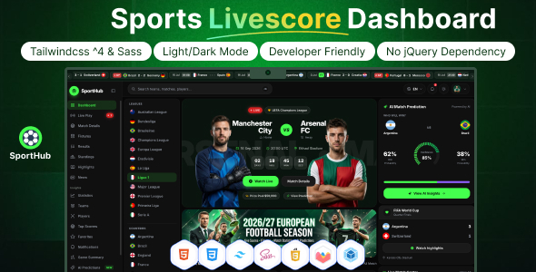 SportHub – Sports Live Score & Analytics Dashboard HTML Template SportHub – Sports Live Score & Analytics Dashboard HTML Template