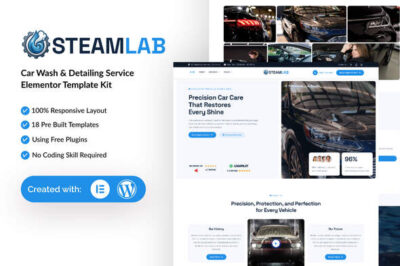 SteamLab - Car Wash & Detailing Service Elementor Template Kit