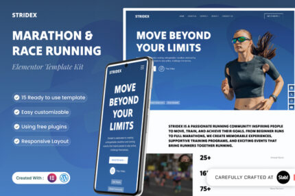 Stridex - Marathon Race & Running Elementor Template Kit