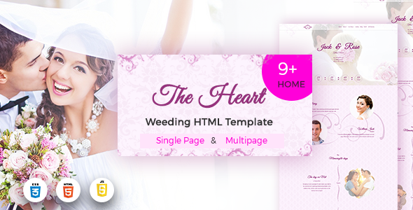 The Heart - Modern Onepage & Multipage Wedding Template The Heart - Modern Onepage & Multipage Wedding Template