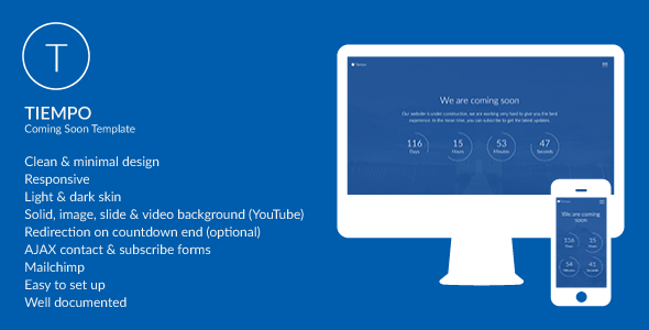 Tiempo - Responsive Under Construction Template Tiempo - Responsive Under Construction Template