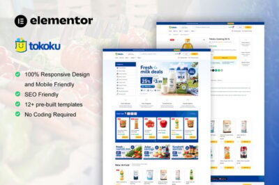 Tokoku - Grocery Store Food Elementor Pro Template Kit