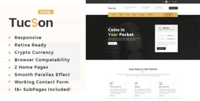 Tuscon - Bitcoin And Crypto Currency HTML Template