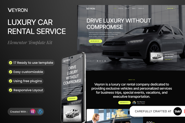 Veyron - Luxury Car Rental Service Elementor Template Kit Veyron - Luxury Car Rental Service Elementor Template Kit