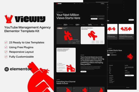 Viewly — YouTube Management Agency Elementor Template Kit Viewly — YouTube Management Agency Elementor Template Kit