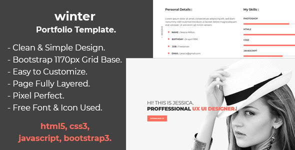 Winter | Portfolio One Page HTML Template Winter | Portfolio One Page HTML Template