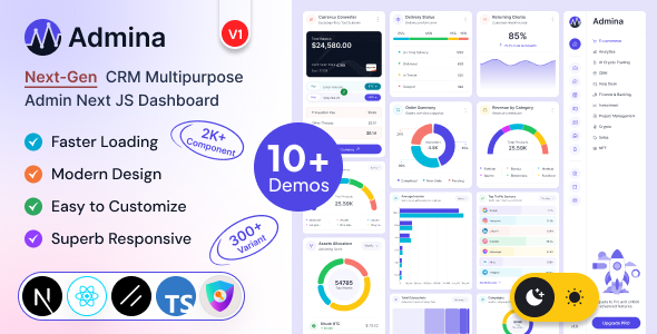Admina - Tailwind & Nextjs Admin Dashboard with shadcn UI Admina - Tailwind & Nextjs Admin Dashboard with shadcn UI
