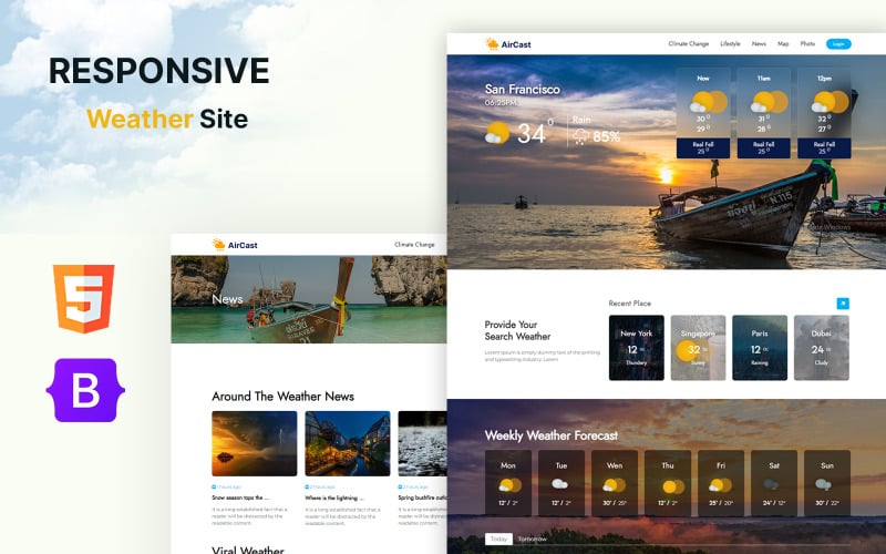 Aircast - Weather Forecast and News HTML5 Website Template Aircast - Weather Forecast and News HTML5 Website Template