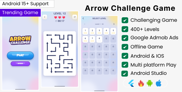 Arrow Challenge | Flutter Puzzle Game with AdMob Arrow Challenge | Flutter Puzzle Game with AdMob