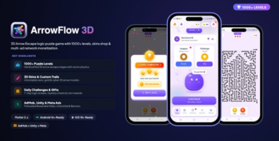 ArrowFlow 3D | 3D Arrow Escape Logic Puzzle Game (Flutter Source Code)