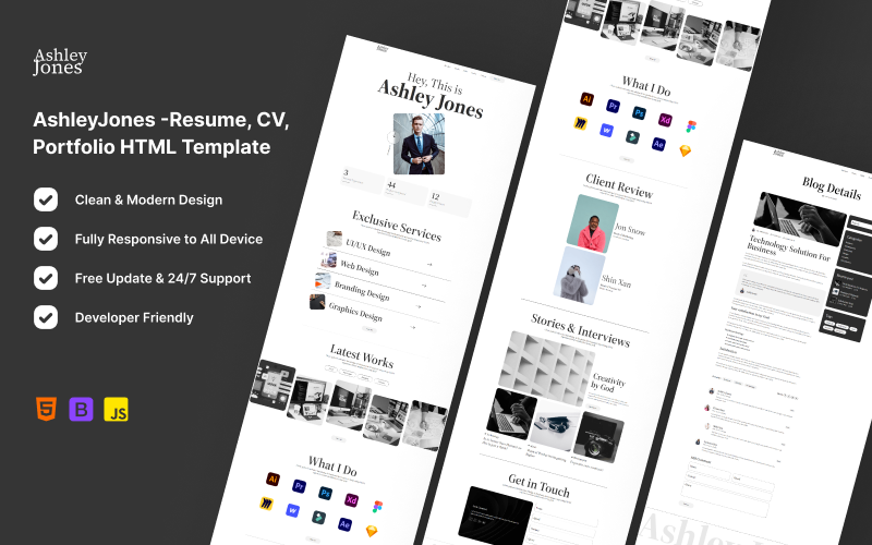AshleyJones -Resume, CV, Portfolio HTML Template AshleyJones -Resume, CV, Portfolio HTML Template