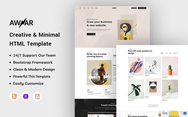 Awar – Creative & Minimal Website Template Awar – Creative & Minimal Website Template