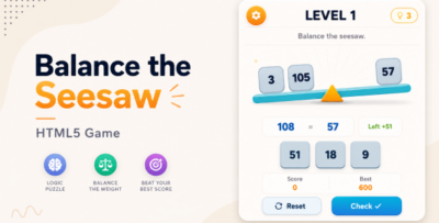 Balance the Seesaw | HTML5 Math Puzzle Game