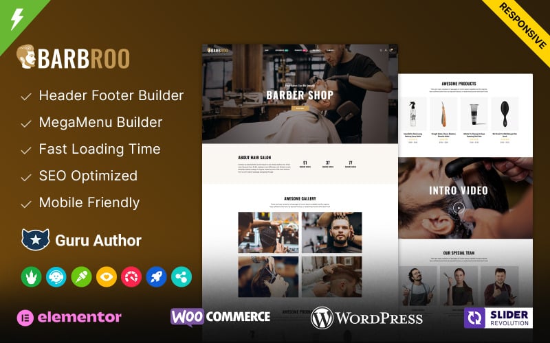 Barbroo - Hair Salon and Barber Shop Elementor WordPress Theme Barbroo - Hair Salon and Barber Shop Elementor WordPress Theme