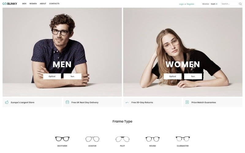 Blinky - Glasses Store ECommerce Minimal Elementor Blinky - Glasses Store ECommerce Minimal Elementor