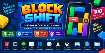 Block Shift | Sliding Block Puzzle Game - Construct 3 HTML5 Reskin Template