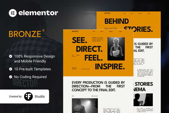 Bronze - Cinema & Video Production Portfolio Elementor Template Kit Bronze - Cinema & Video Production Portfolio Elementor Template Kit