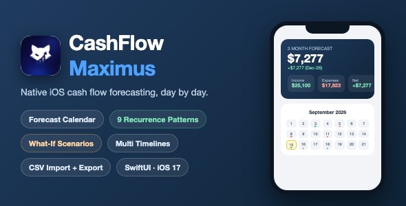 CashFlow Maximus | Forecast Tracker With Recurring Transactions and CSV Export - SwiftUI CashFlow Maximus | Forecast Tracker With Recurring Transactions and CSV Export - SwiftUI