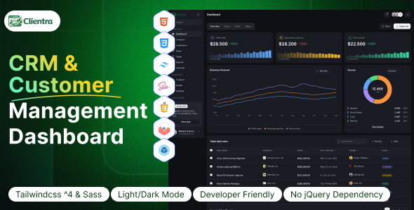 Clientra - CRM & Customer Management Dashboard HTML Template Clientra - CRM & Customer Management Dashboard HTML Template