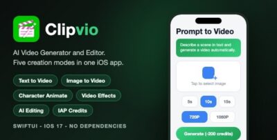 Clipvio | AI Video Generator and Editor iOS App Template - SwiftUI