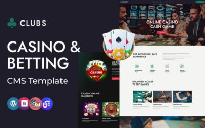 Clubs - Online Casino, Games and Betting WordPress Elementor CMS Theme